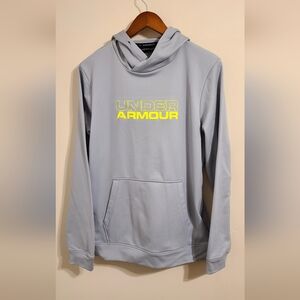 Under Armour HeatGear Light Gray Hoodie with Yellow Logo